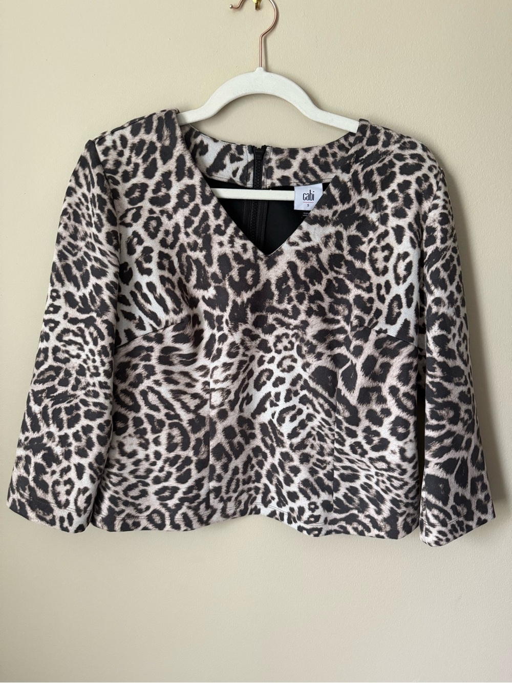 CAbi Leopard-Print V-Neck Tunic in Black and Cream